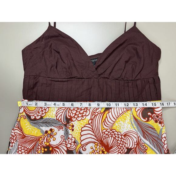VTG 90s Y2K Intrigue Babydoll Dress Womens 10 Brown Floral Retro Geo Made In USA - Picture 9 of 15